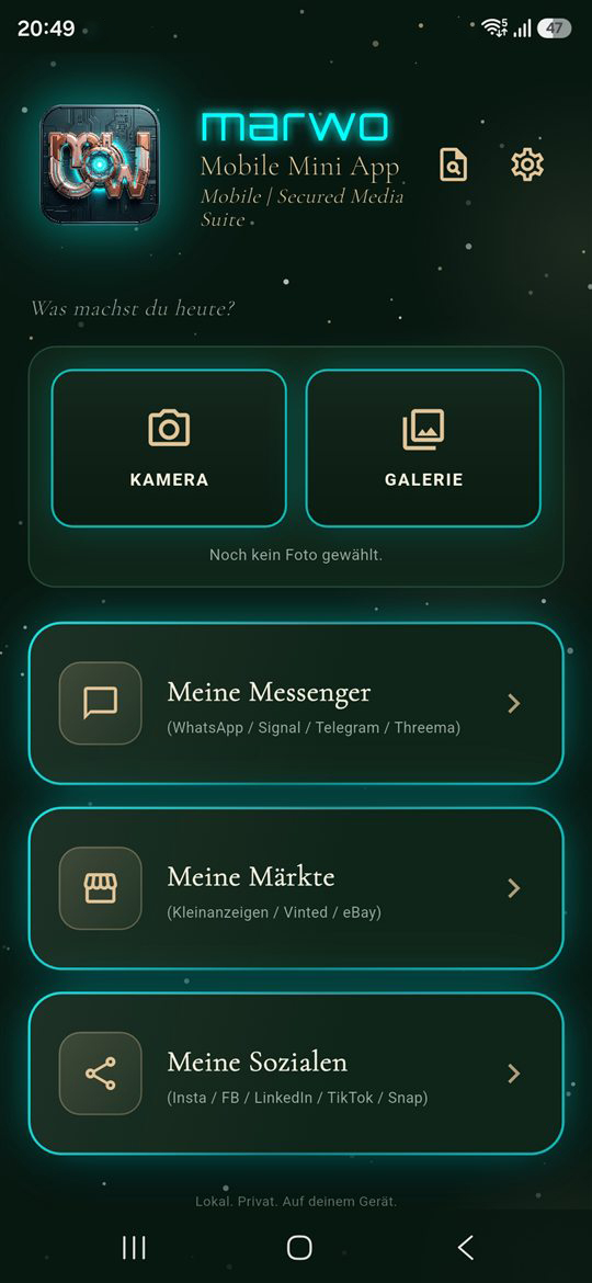 Marwo Mobile Mini Startbildschirm